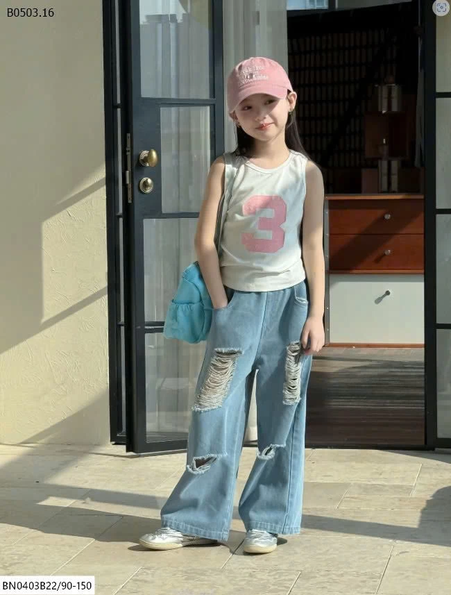 SET ÁO BA LỖ SỐ 3 MIX QUẦN JEAN RÁCH GỐI