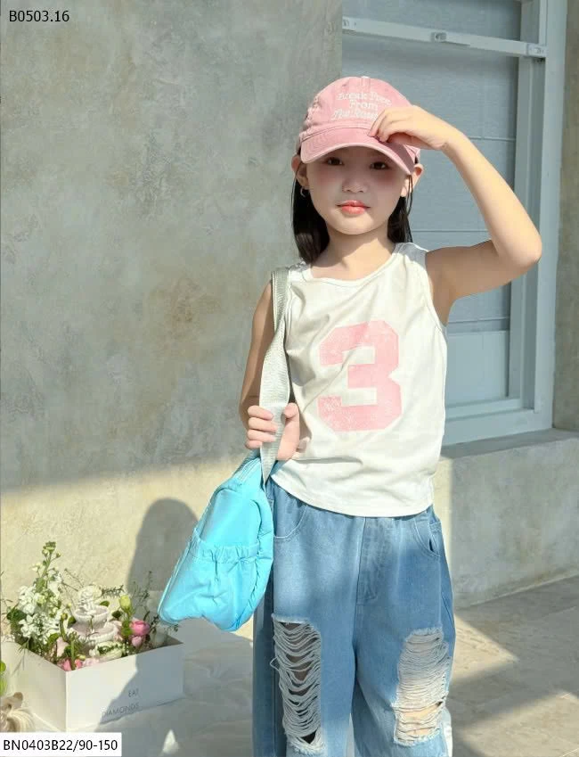 SET ÁO BA LỖ SỐ 3 MIX QUẦN JEAN RÁCH GỐI