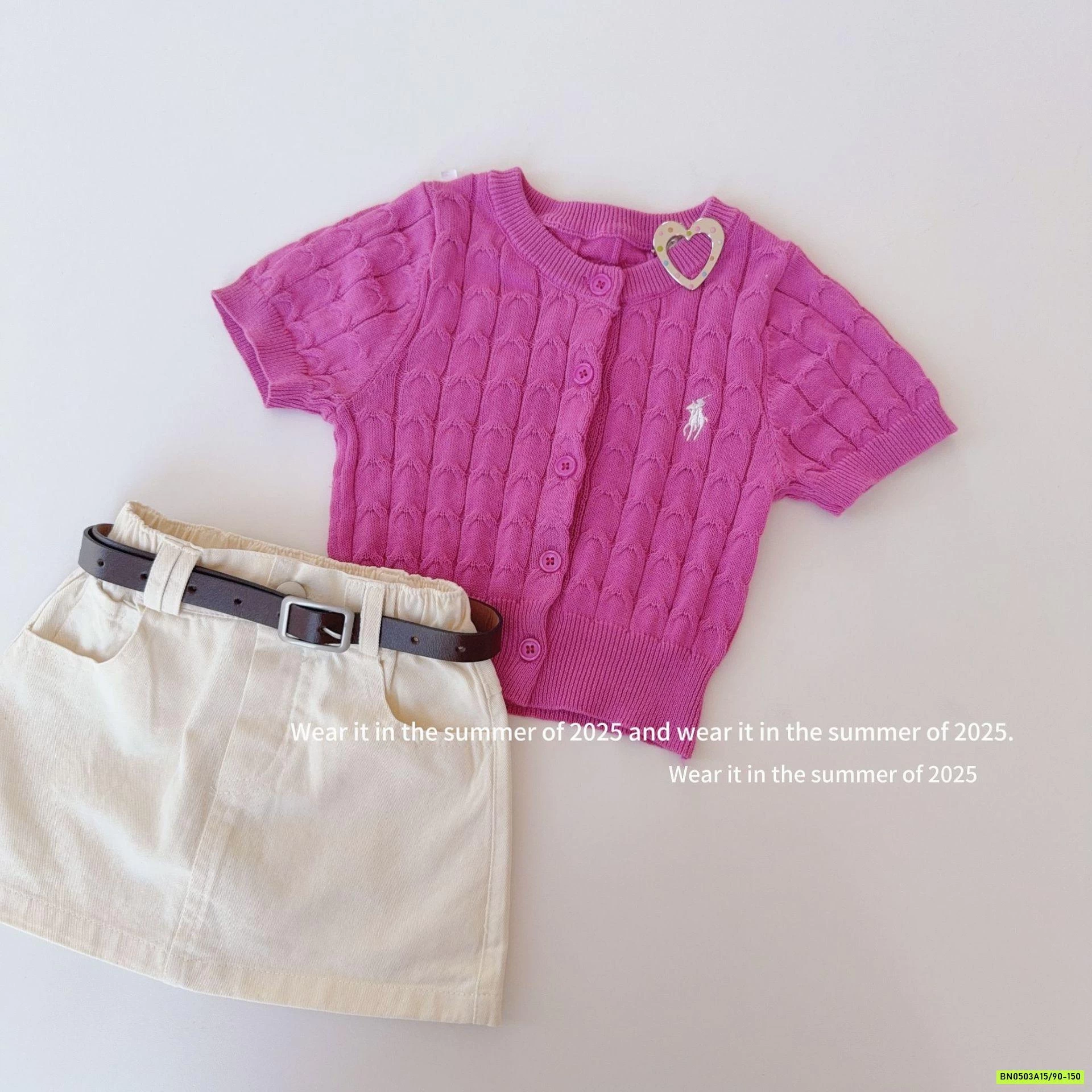 CARDIGAN HỒNG MIX CV CHỮ A T&QKIDS