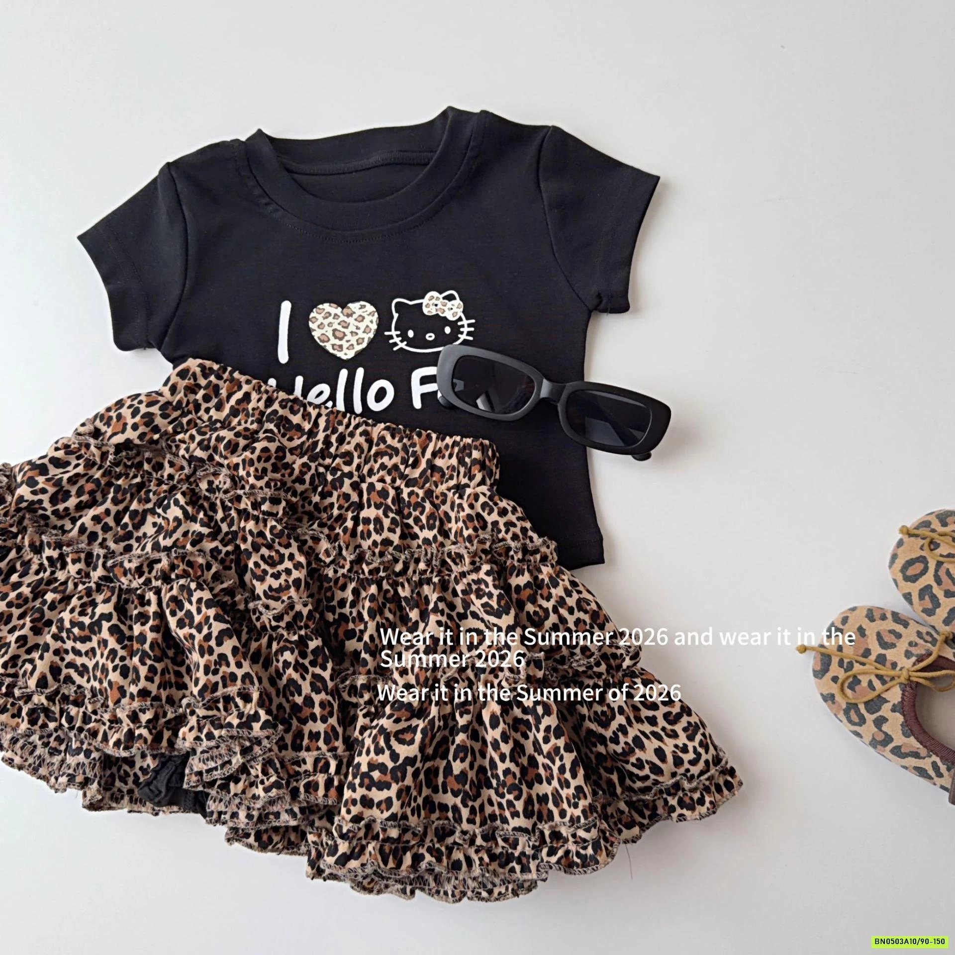 ÁO KITTY ĐEN MIX CV BEO NÂU T&QKIDS