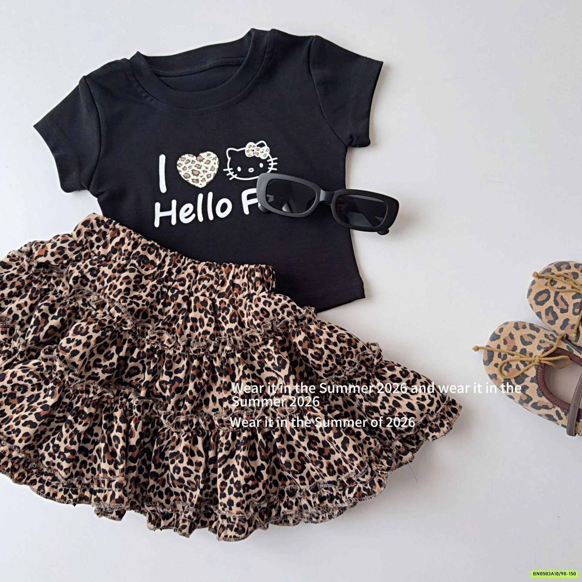 ÁO KITTY ĐEN MIX CV BEO NÂU T&QKIDS