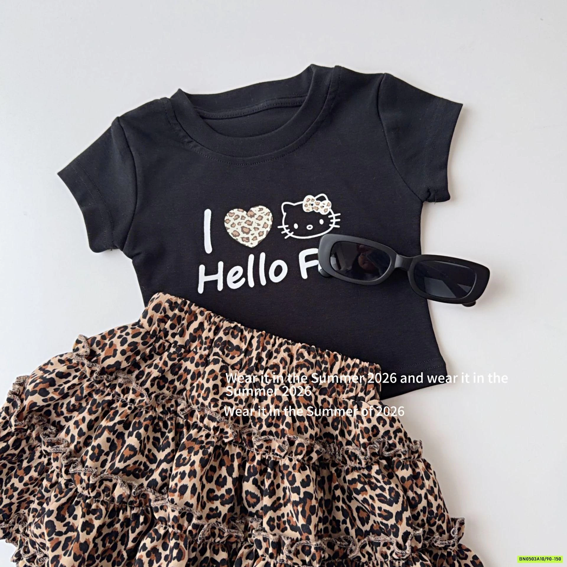 ÁO KITTY ĐEN MIX CV BEO NÂU T&QKIDS