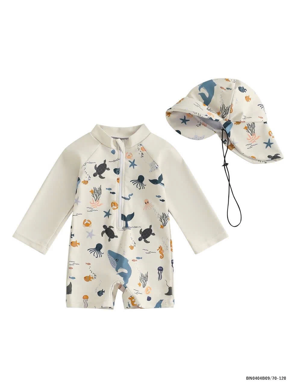 BỘ BƠI DÀI TAY KÈM MŨ CHO BÉ