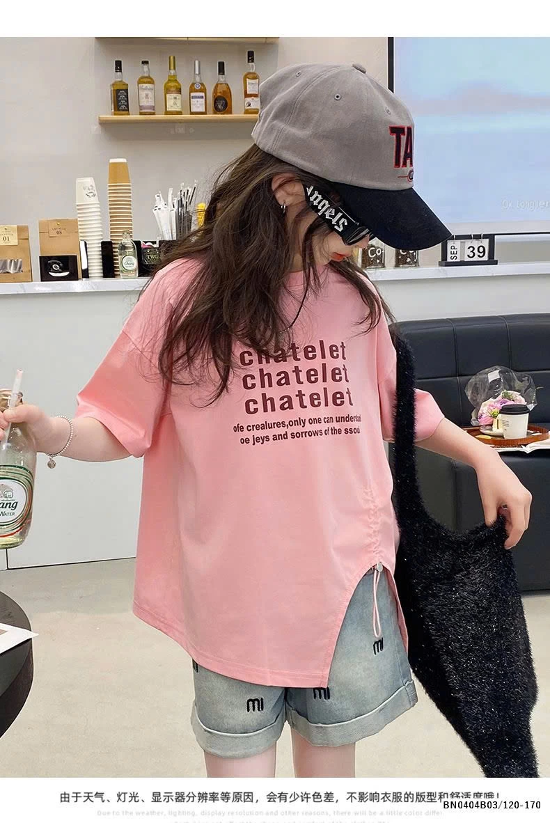 SET QUẦN SHORT JEAN CHỮ MIX THUN RÚT EO