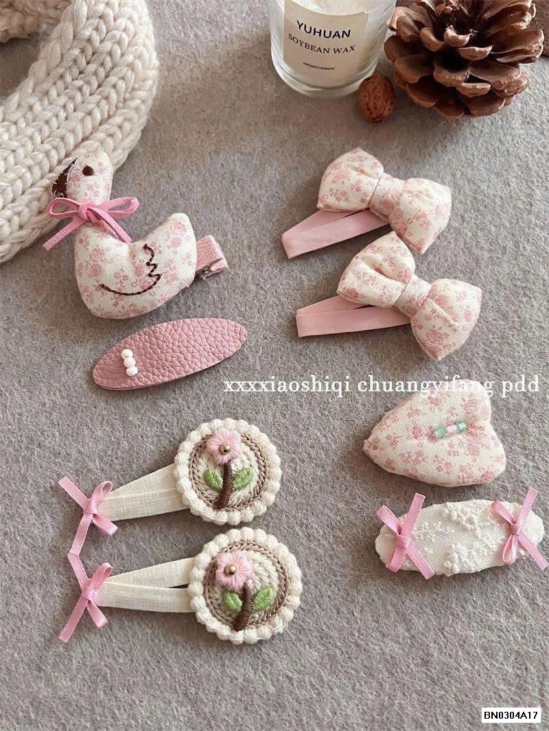 SÉT 8 KẸP TÓC HOA TONE HỒNG