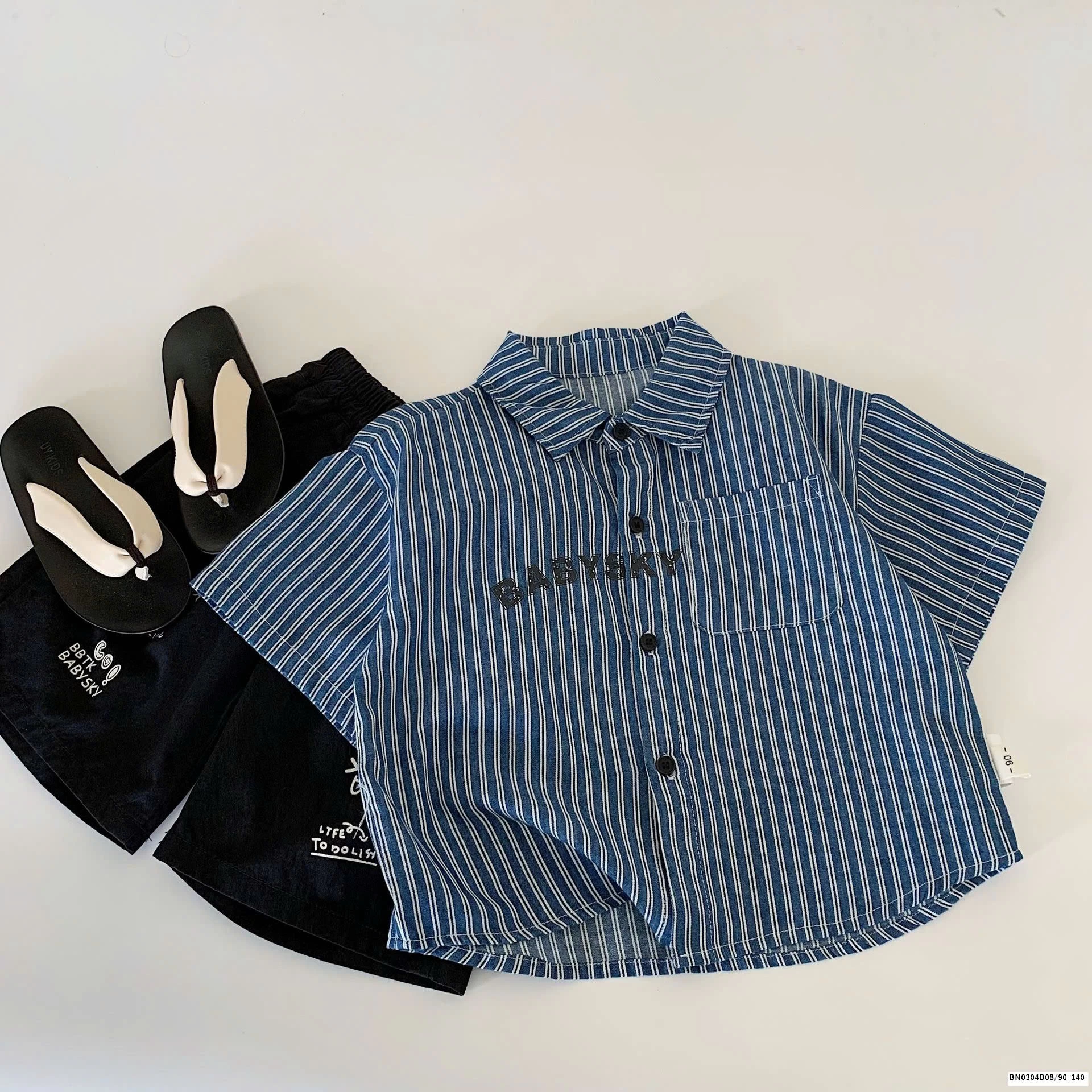 ÁO SƠ MI SỌC XANH BÉ TRAI