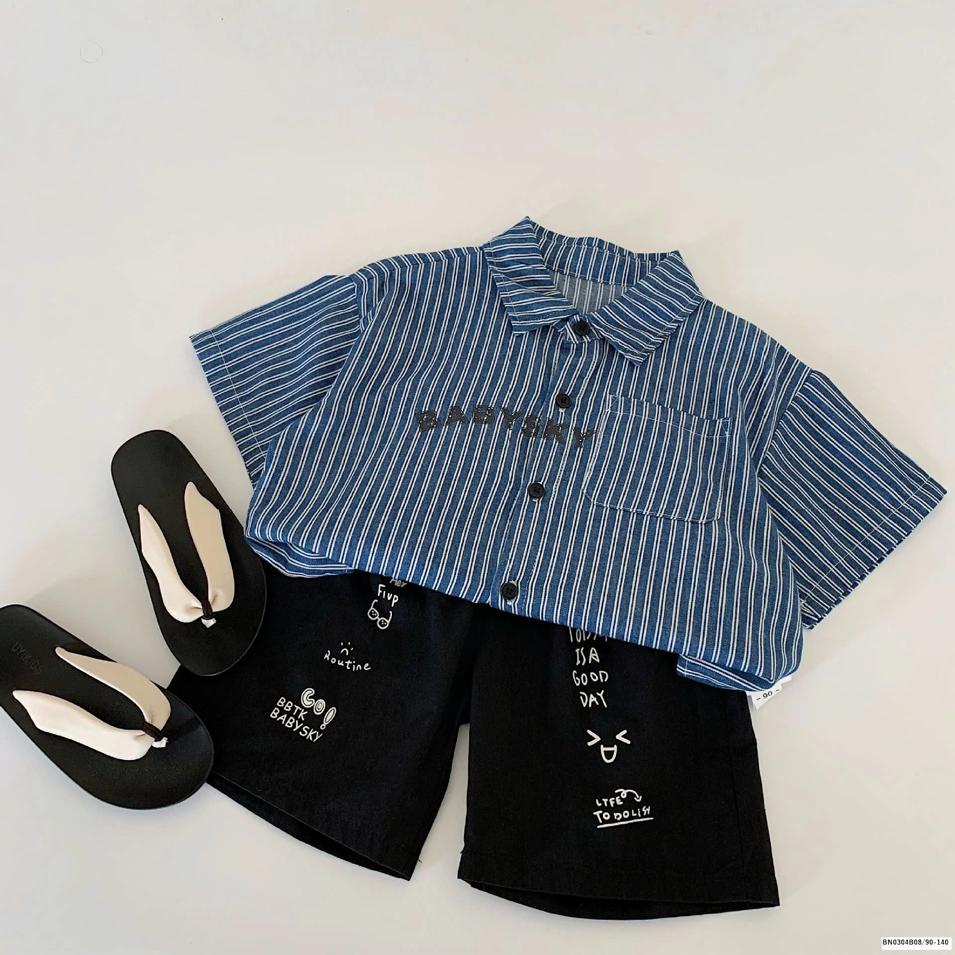 ÁO SƠ MI SỌC XANH BÉ TRAI