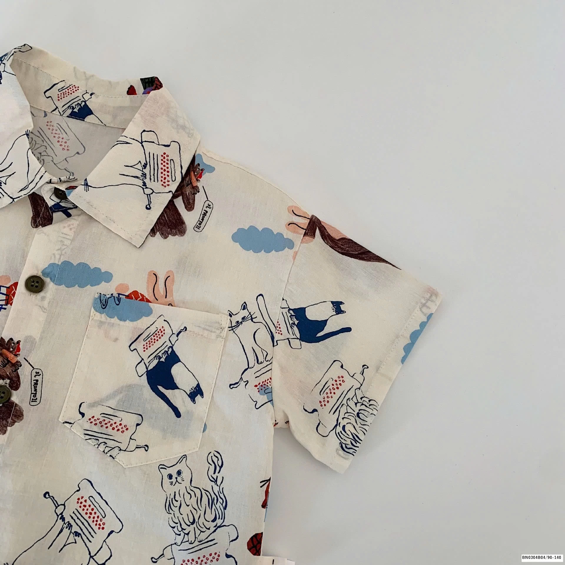 ÁO SƠ MI HÌNH MÈO BÉ TRAI