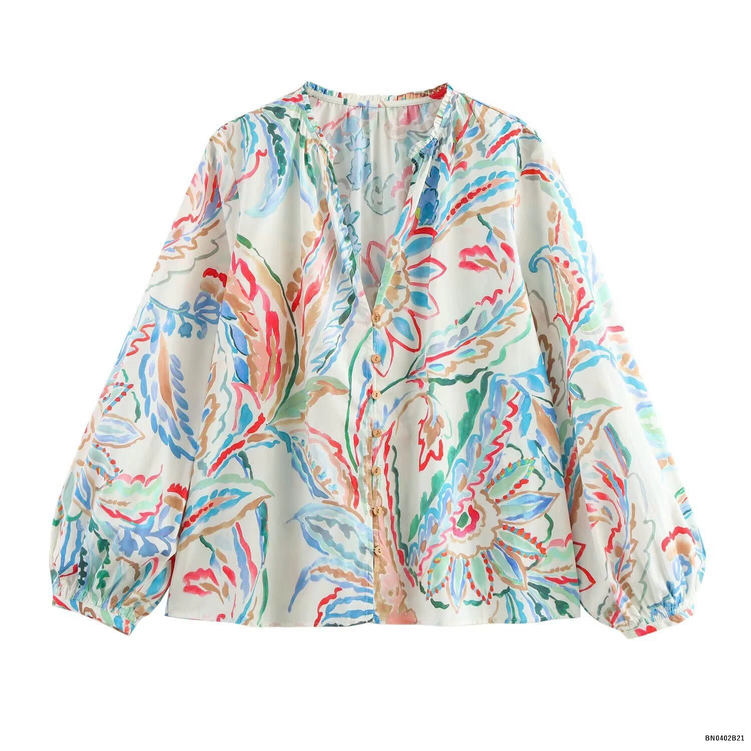 ÁO SƠ MI HOA CỔ CHỮ V KASLEAD