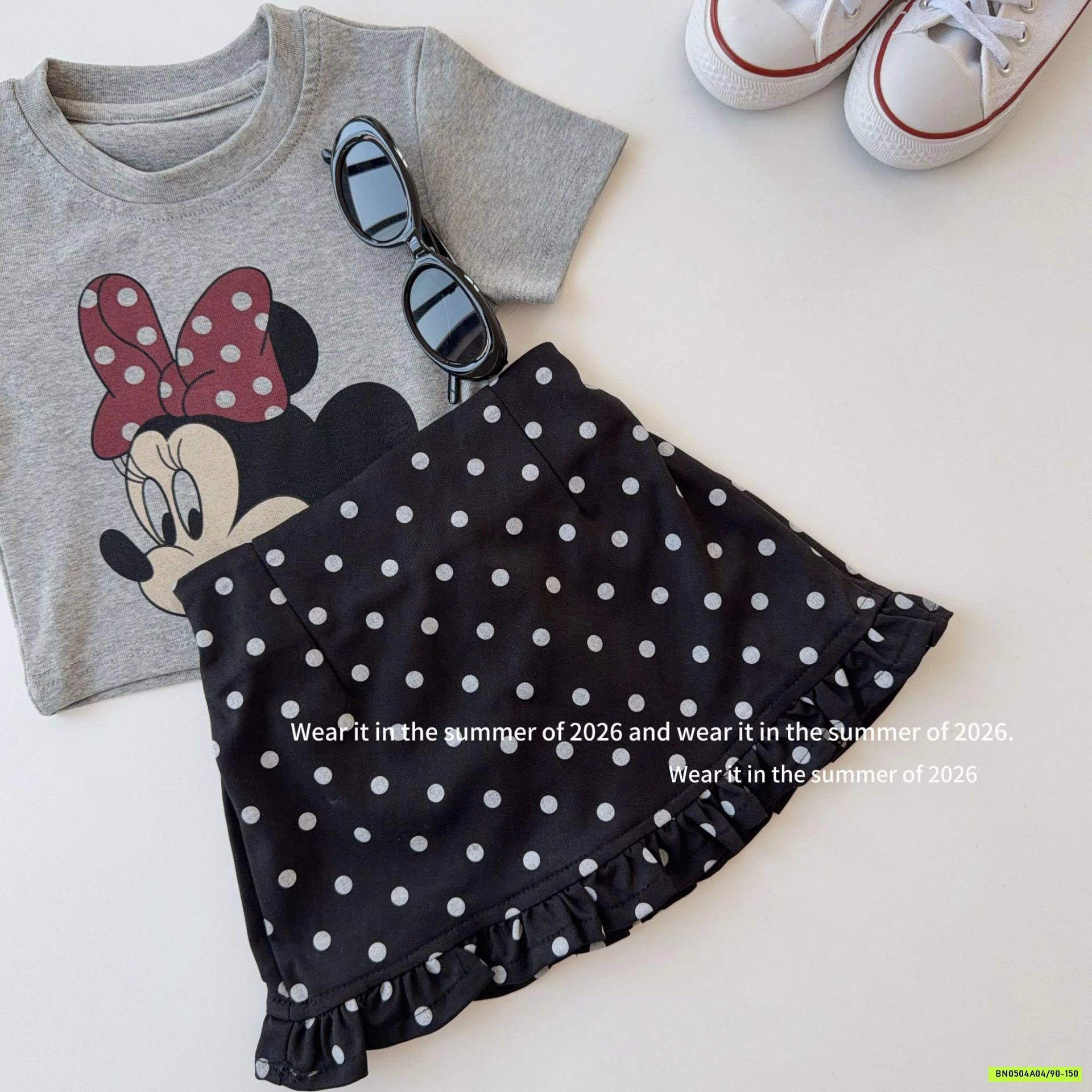 ÁO MICKEY XÁM MIX CV CHẤM BI T&QKIDS