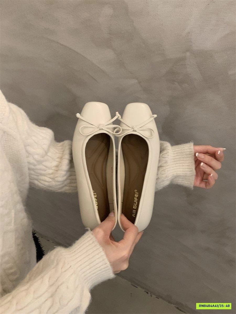 GIÀY BÚP BÊ DÍNH NƠ MŨI VUÔNG