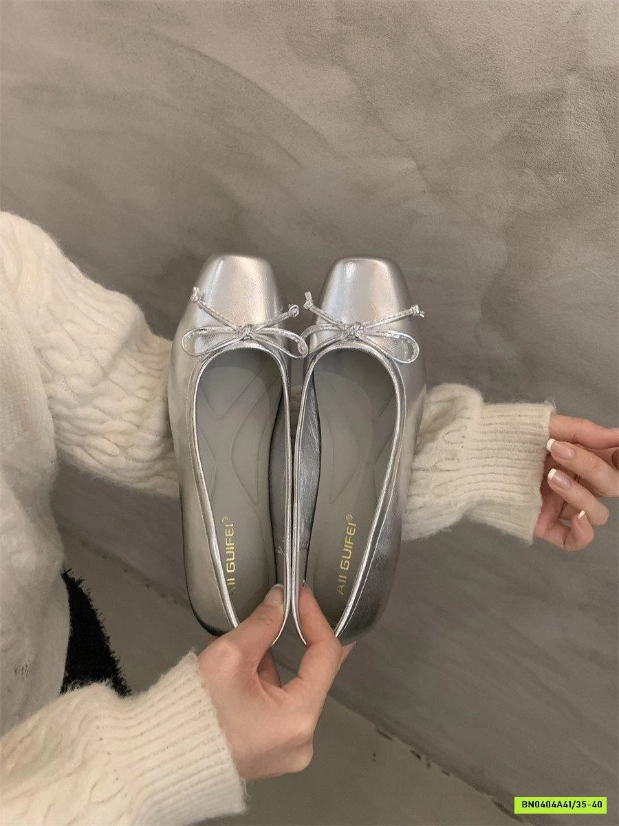 GIÀY BÚP BÊ DÍNH NƠ MŨI VUÔNG