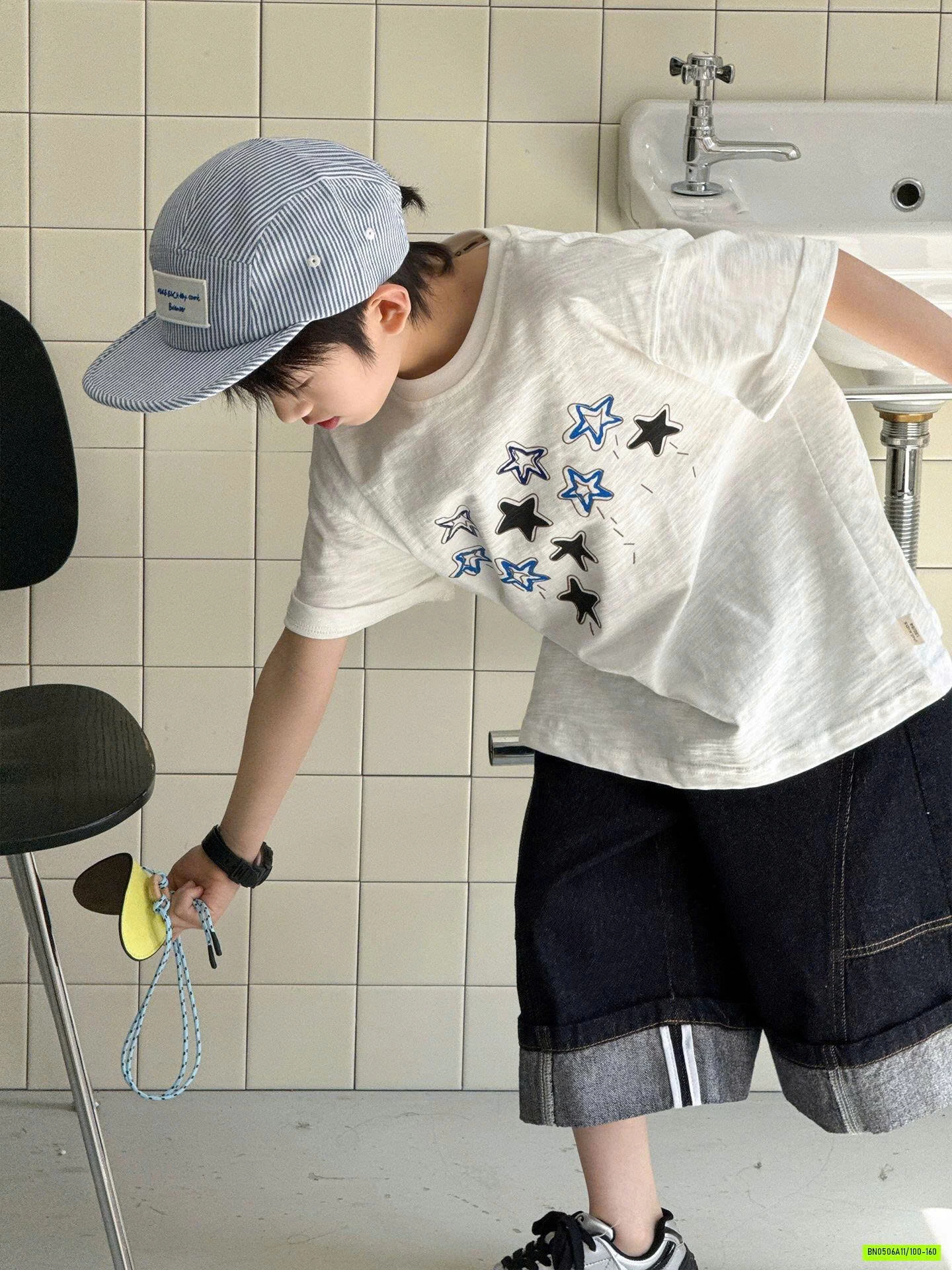 ÁO THUN THÊU NGÔI SAO MIX DENIM LỠ