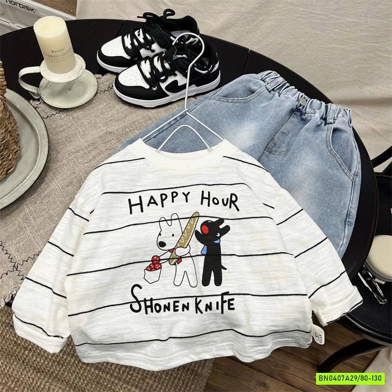 ÁO THUN CÚN KẺ NGANG DÀI TAY