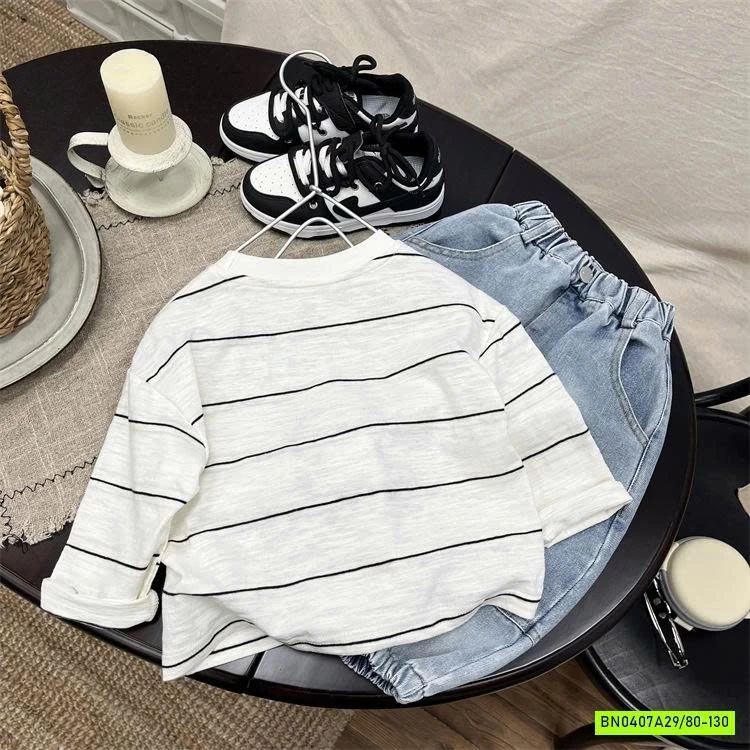 ÁO THUN CÚN KẺ NGANG DÀI TAY