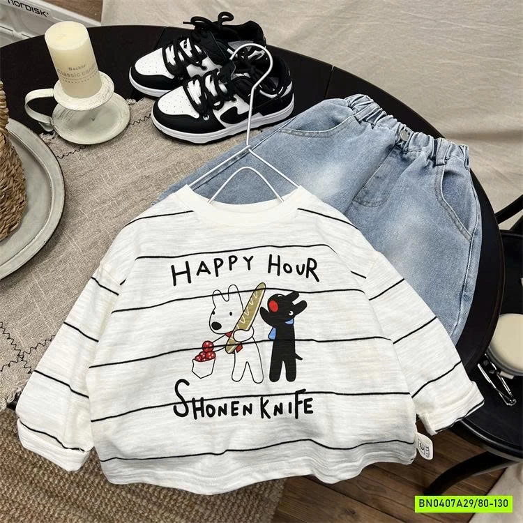 ÁO THUN CÚN KẺ NGANG DÀI TAY