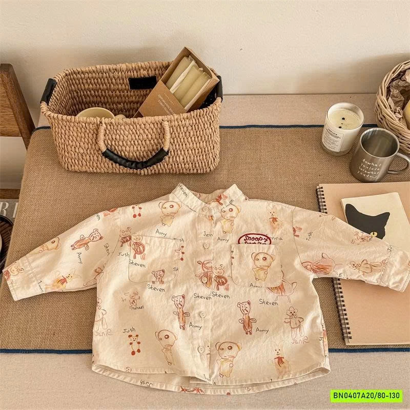 SƠ MI HỌA TIẾT DÀI TAY ADBABY