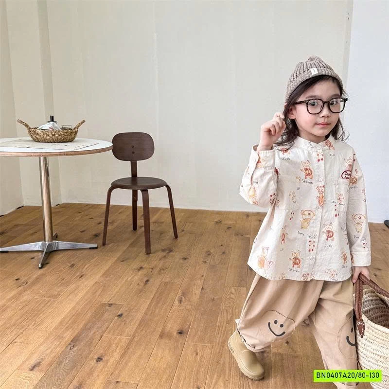 SƠ MI HỌA TIẾT DÀI TAY ADBABY