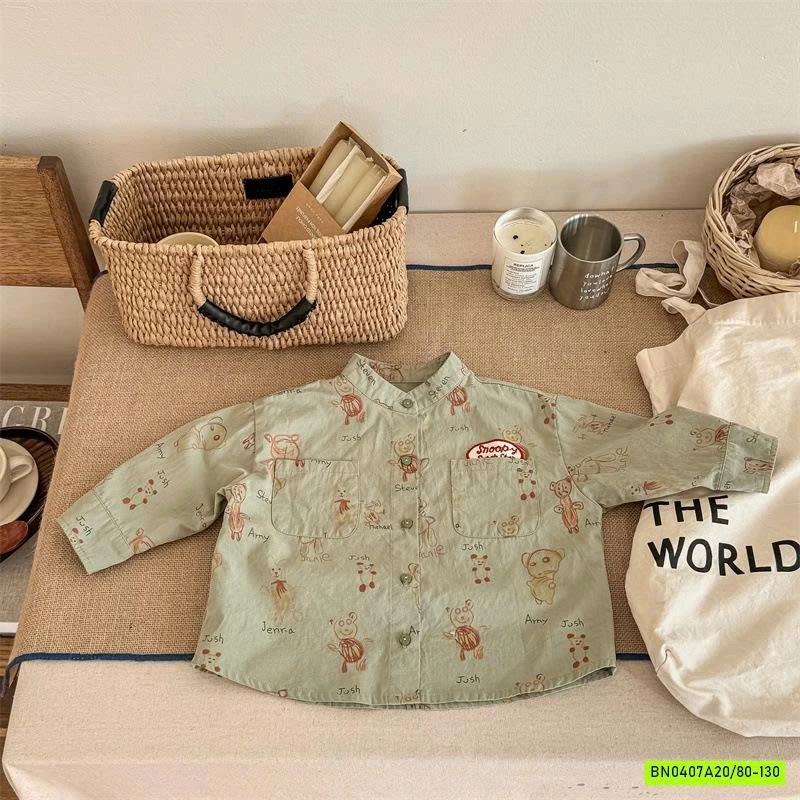 SƠ MI HỌA TIẾT DÀI TAY ADBABY