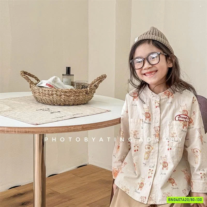 SƠ MI HỌA TIẾT DÀI TAY ADBABY