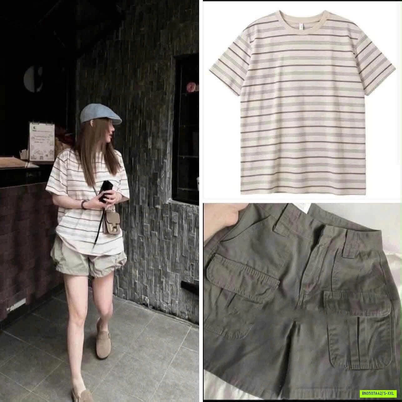 SÉT ÁO KẺ MIX SHORT THÔ
