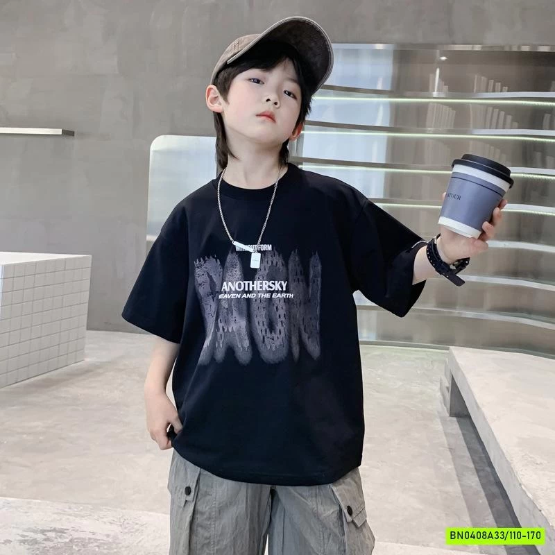 ÁO THUN ĐEN CHỮ LOANG HHBABY