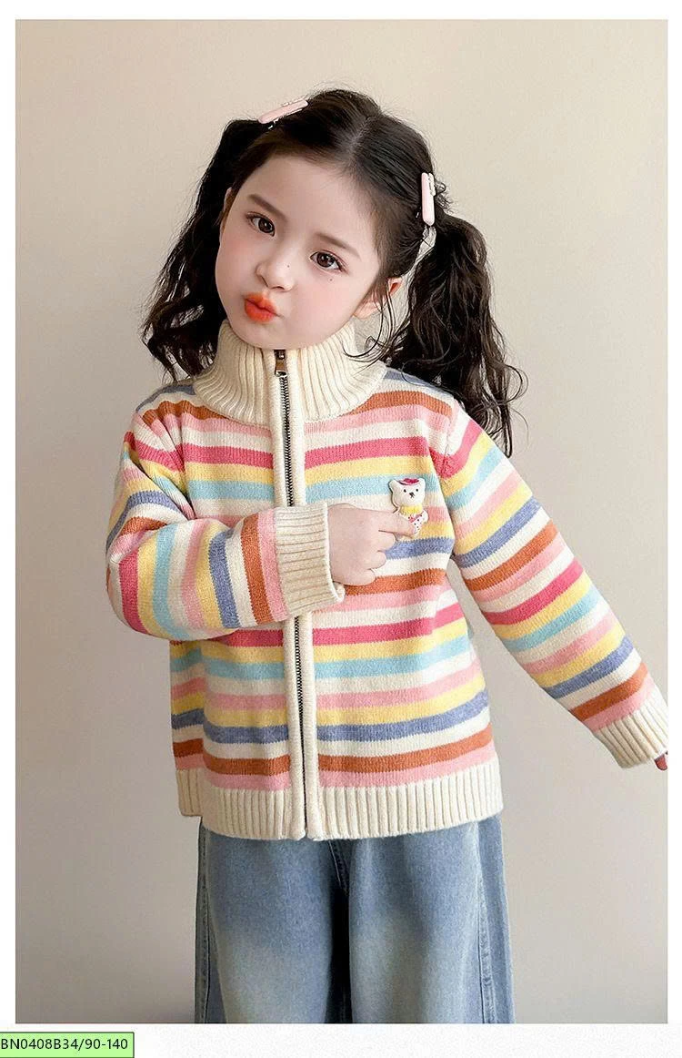 ÁO KHOÁC LEN CẦU VỒNG BÉ GÁI