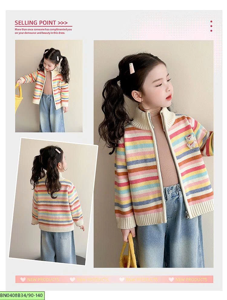 ÁO KHOÁC LEN CẦU VỒNG BÉ GÁI