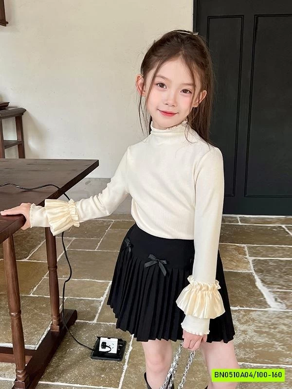 CHÂN VÁY LY NHỎ GEN BỤNG GẮN NƠ