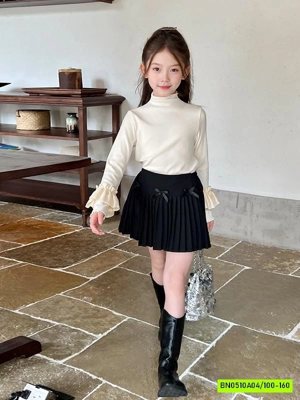 CHÂN VÁY LY NHỎ GEN BỤNG GẮN NƠ