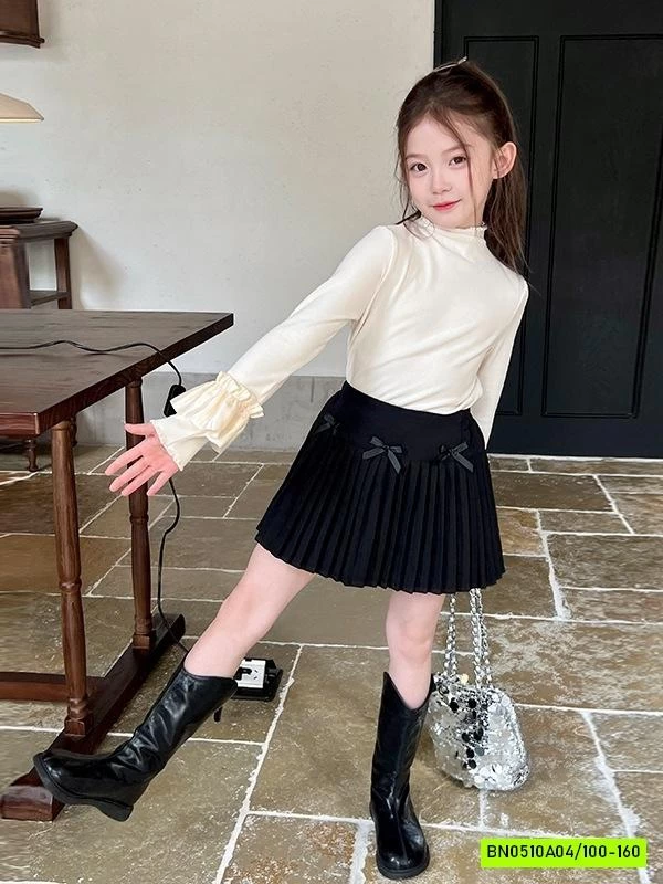 CHÂN VÁY LY NHỎ GEN BỤNG GẮN NƠ