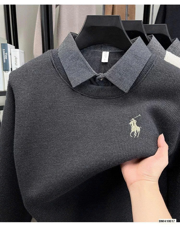 ÁO LEN NAM PHỐI CỔ LÓT LÔNG GIẢ 2 MẢNH