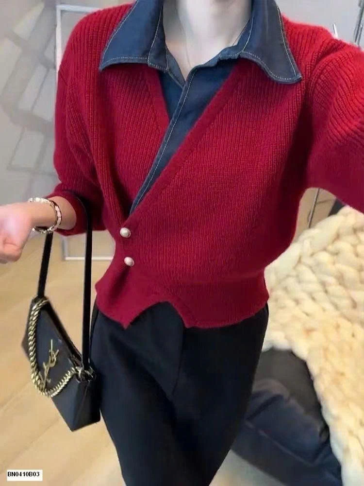 ÁO LEN THỜI TRANG PHỐI CỔ