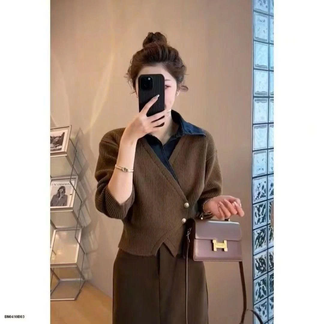 ÁO LEN THỜI TRANG PHỐI CỔ