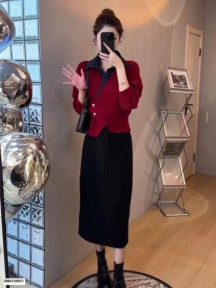 ÁO LEN THỜI TRANG PHỐI CỔ