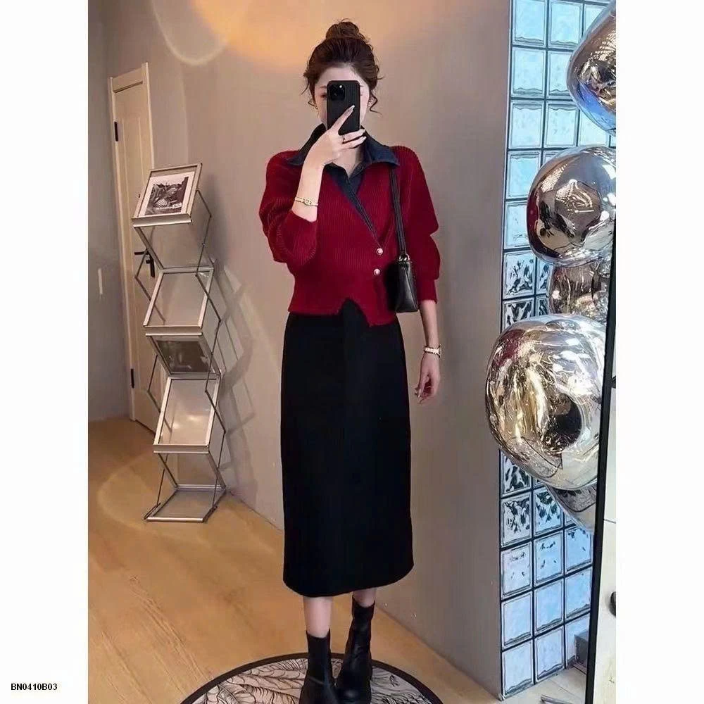 ÁO LEN THỜI TRANG PHỐI CỔ