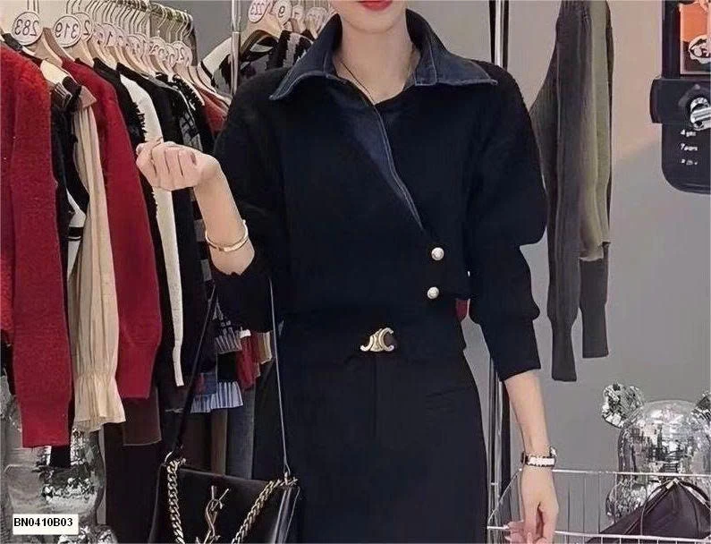 ÁO LEN THỜI TRANG PHỐI CỔ