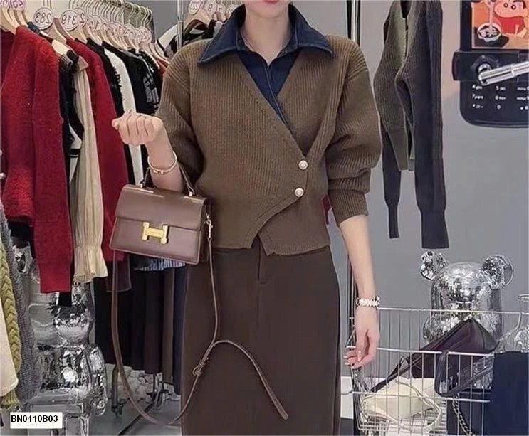 ÁO LEN THỜI TRANG PHỐI CỔ