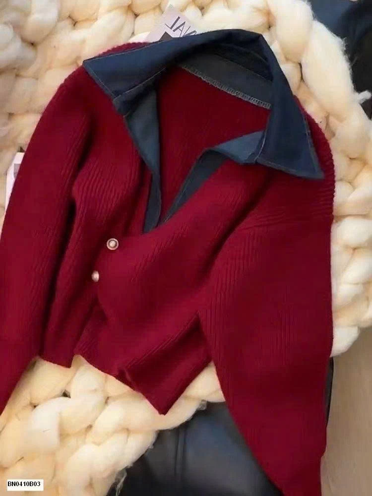 ÁO LEN THỜI TRANG PHỐI CỔ