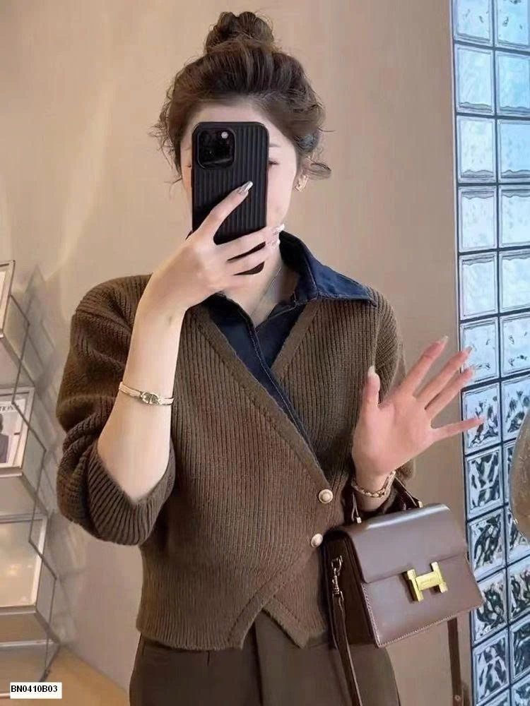 ÁO LEN THỜI TRANG PHỐI CỔ