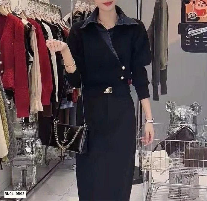 ÁO LEN THỜI TRANG PHỐI CỔ