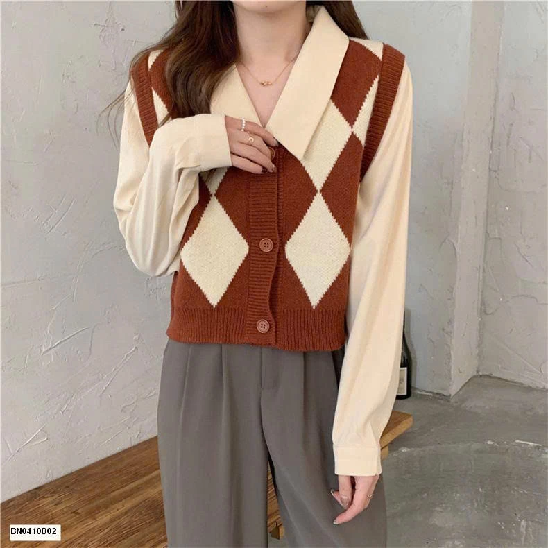 ÁO LEN NỮ QUẢ TRÁM GIẢ  2 MẢNH