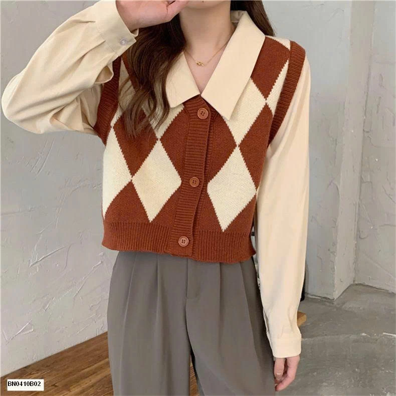 ÁO LEN NỮ QUẢ TRÁM GIẢ  2 MẢNH