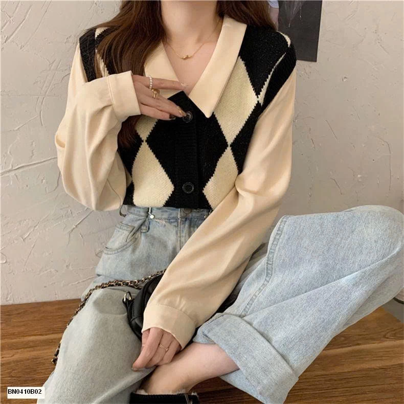 ÁO LEN NỮ QUẢ TRÁM GIẢ  2 MẢNH