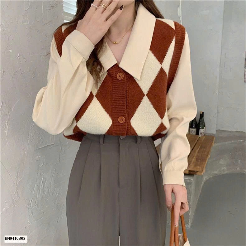 ÁO LEN NỮ QUẢ TRÁM GIẢ  2 MẢNH