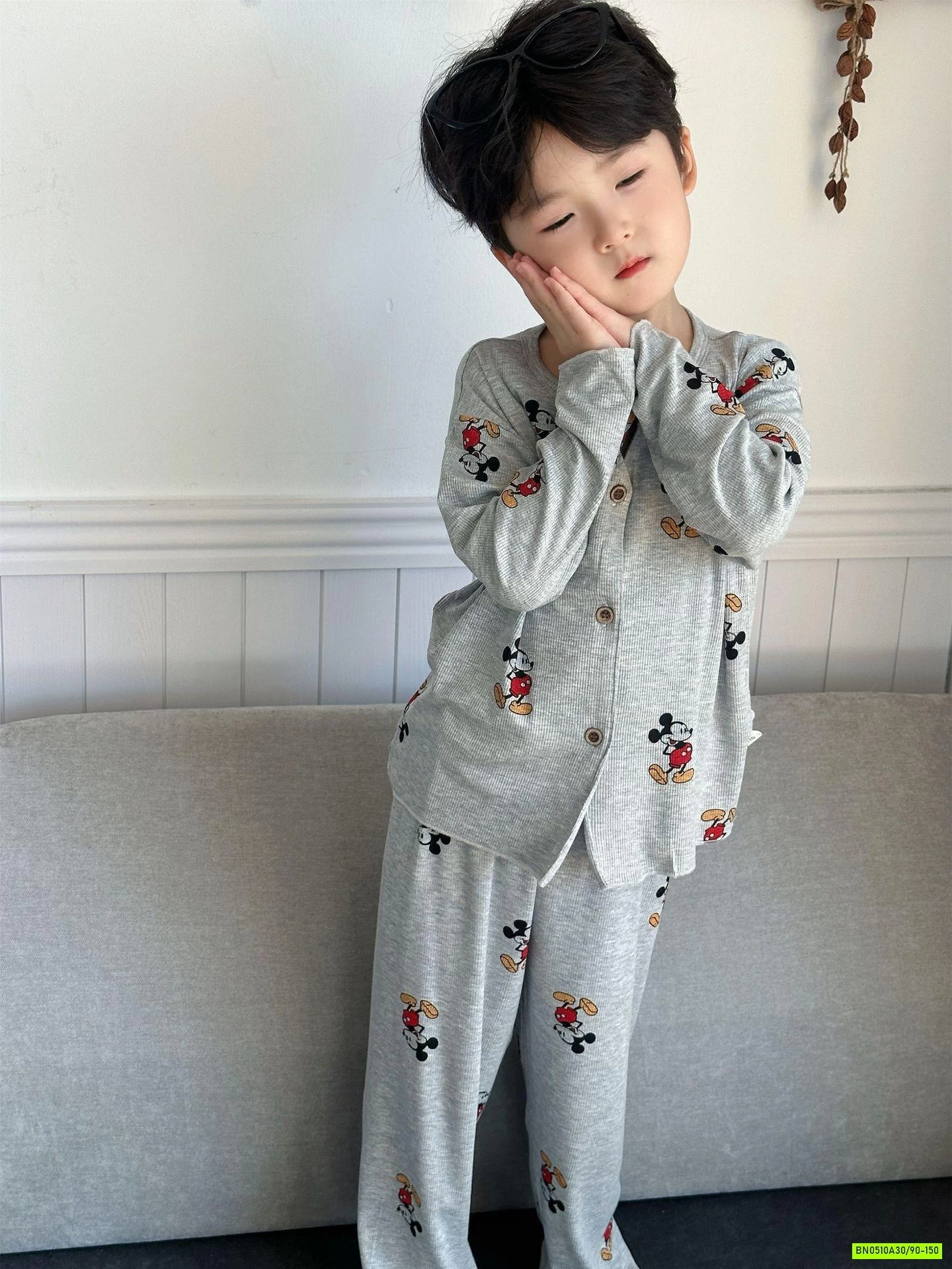 BỘ NGỦ MICKEY XÁM