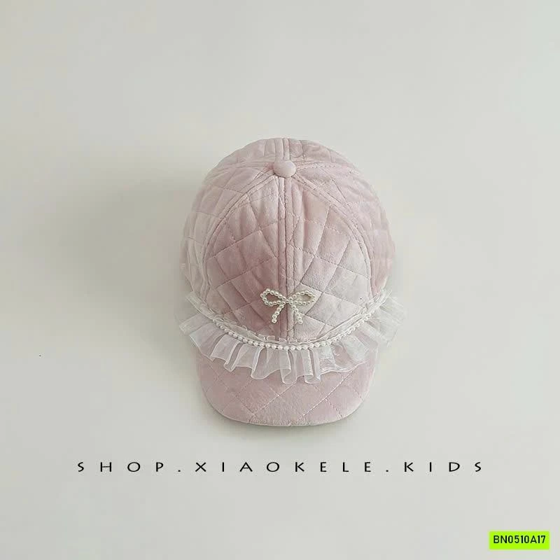 MŨ KẾT NHUNG PHỐI REN