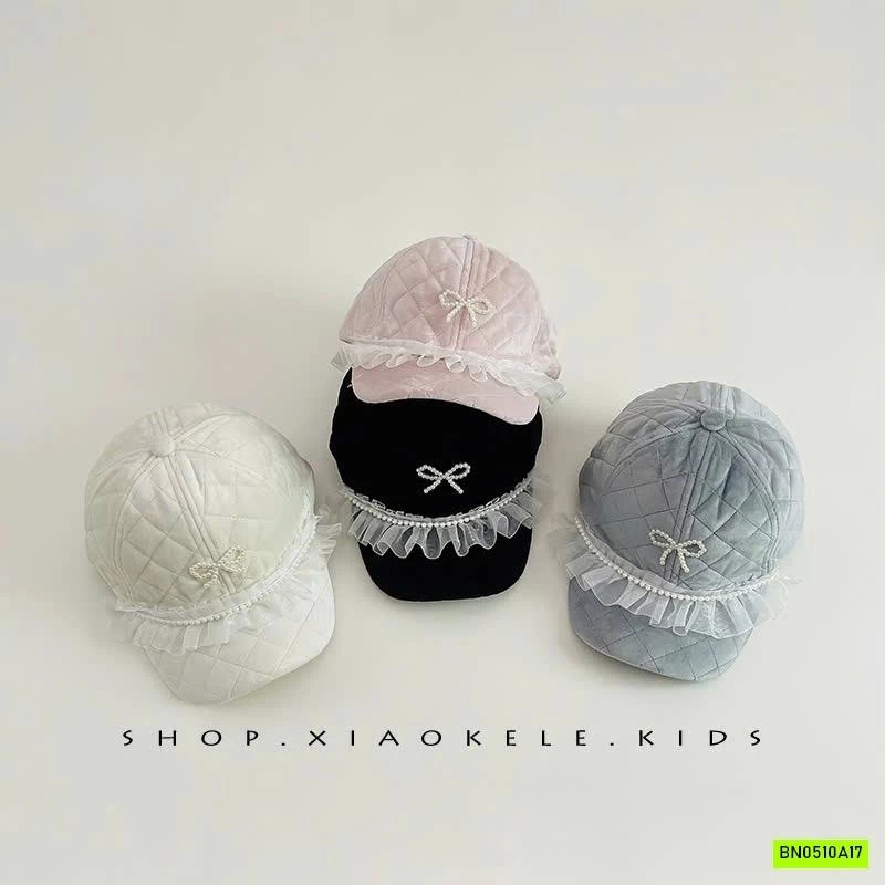 MŨ KẾT NHUNG PHỐI REN