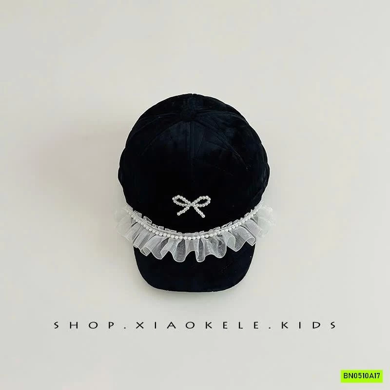 MŨ KẾT NHUNG PHỐI REN