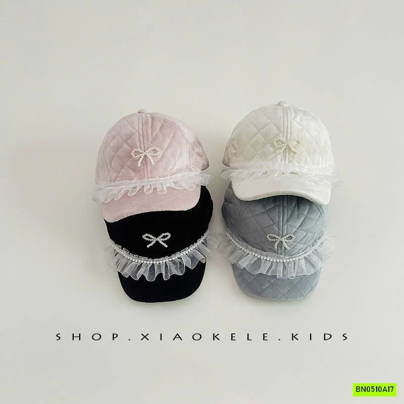 MŨ KẾT NHUNG PHỐI REN